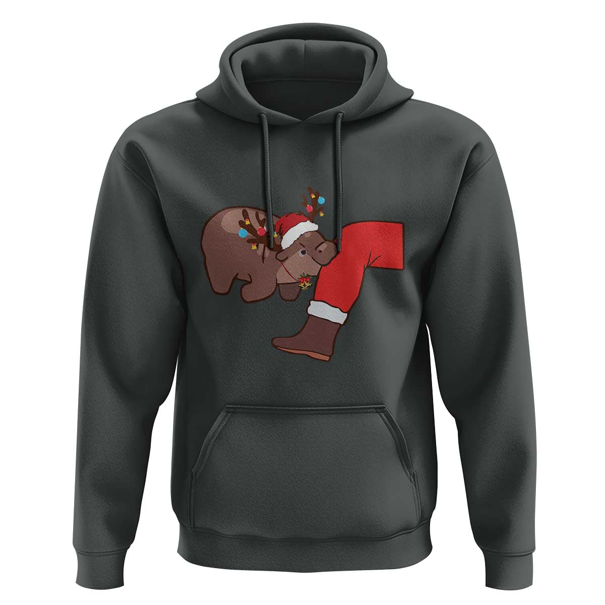 Funny Moo-Deng Christmas Hoodie MooDengMas Xmas Baby Pygmy Hippo Cute Zoo For Family Tee