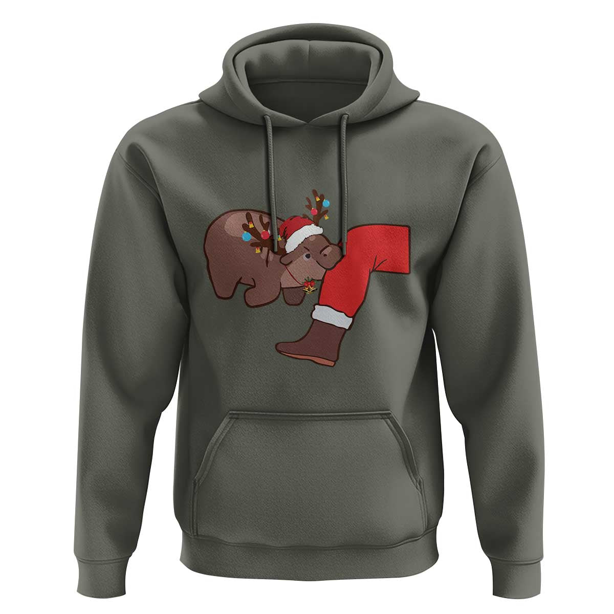 Funny Moo-Deng Christmas Hoodie MooDengMas Xmas Baby Pygmy Hippo Cute Zoo For Family Tee