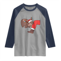 Funny Moo-Deng Christmas Raglan Shirt MooDengMas Xmas Baby Pygmy Hippo Cute Zoo For Family Tee