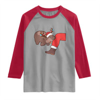 Funny Moo-Deng Christmas Raglan Shirt MooDengMas Xmas Baby Pygmy Hippo Cute Zoo For Family Tee