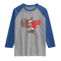 Funny Moo-Deng Christmas Raglan Shirt MooDengMas Xmas Baby Pygmy Hippo Cute Zoo For Family Tee