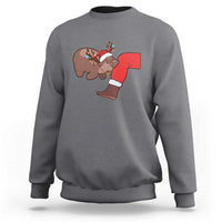 Funny Moo-Deng Christmas Sweatshirt MooDengMas Xmas Baby Pygmy Hippo Cute Zoo For Family Tee - Wonder Print Shop