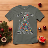 Christmas Racoon T Shirt I'm Fine Everything Is Fine Xmas Lights - Wonder Print Shop