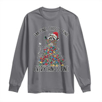 Christmas Racoon Long Sleeve Shirt I'm Fine Everything Is Fine Xmas Lights