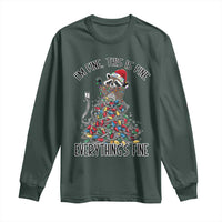 Christmas Racoon Long Sleeve Shirt I'm Fine Everything Is Fine Xmas Lights