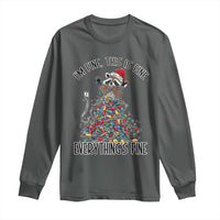 Christmas Racoon Long Sleeve Shirt I'm Fine Everything Is Fine Xmas Lights