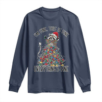 Christmas Racoon Long Sleeve Shirt I'm Fine Everything Is Fine Xmas Lights