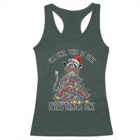 Christmas Racoon Racerback Tank Top I'm Fine Everything Is Fine Xmas Lights