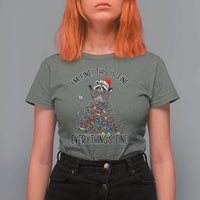 Christmas Racoon T Shirt For Women I'm Fine Everything Is Fine Xmas Lights - Wonder Print Shop