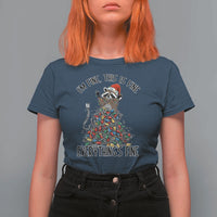 Christmas Racoon T Shirt For Women I'm Fine Everything Is Fine Xmas Lights - Wonder Print Shop