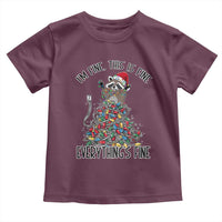 Christmas Racoon Toddler T Shirt I'm Fine Everything Is Fine Xmas Lights