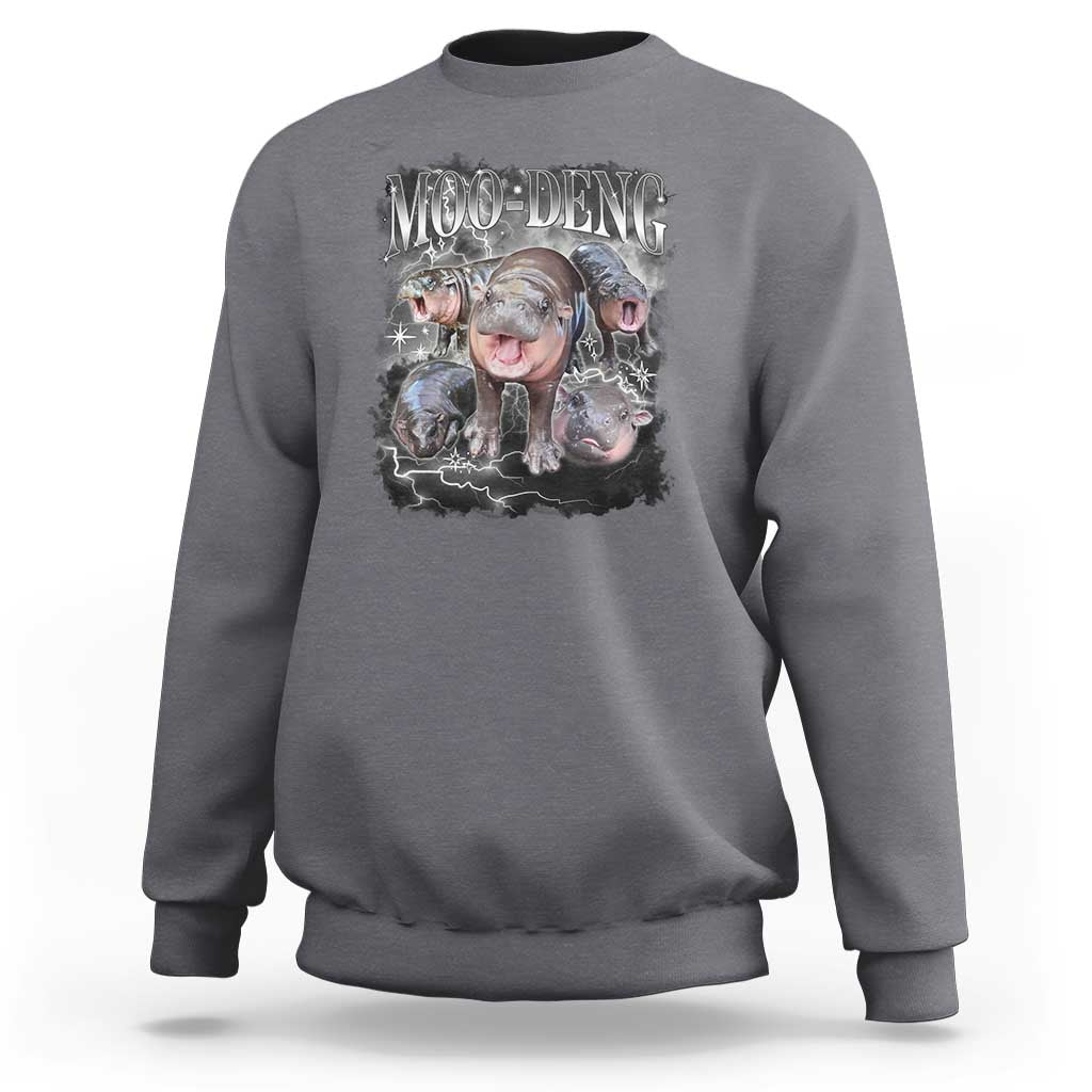 Moo Deng Sweatshirt Cute Baby Hippo Hippo Lover Bouncy Pig in Thai Hippopotamus - Wonder Print Shop