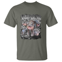 Moo Deng T Shirt Cute Baby Hippo Hippo Lover Bouncy Pig in Thai Hippopotamus - Wonder Print Shop
