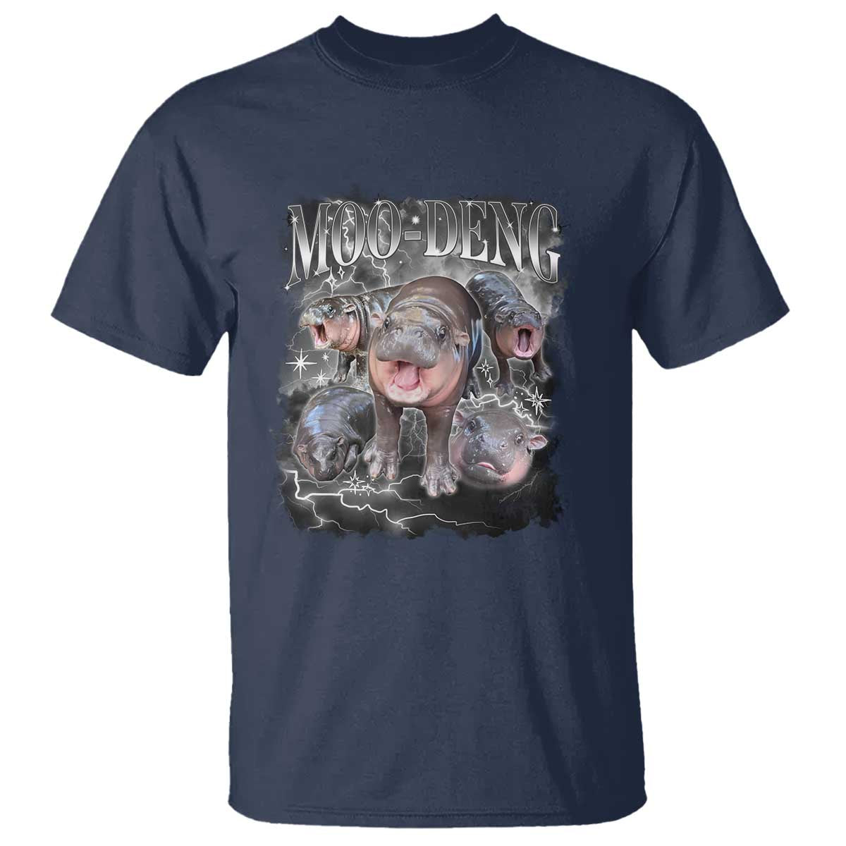 Moo Deng T Shirt Cute Baby Hippo Hippo Lover Bouncy Pig in Thai Hippopotamus - Wonder Print Shop