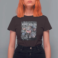 Moo Deng T Shirt For Women Cute Baby Hippo Hippo Lover Bouncy Pig in Thai Hippopotamus - Wonder Print Shop