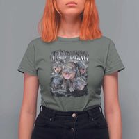 Moo Deng T Shirt For Women Cute Baby Hippo Hippo Lover Bouncy Pig in Thai Hippopotamus - Wonder Print Shop