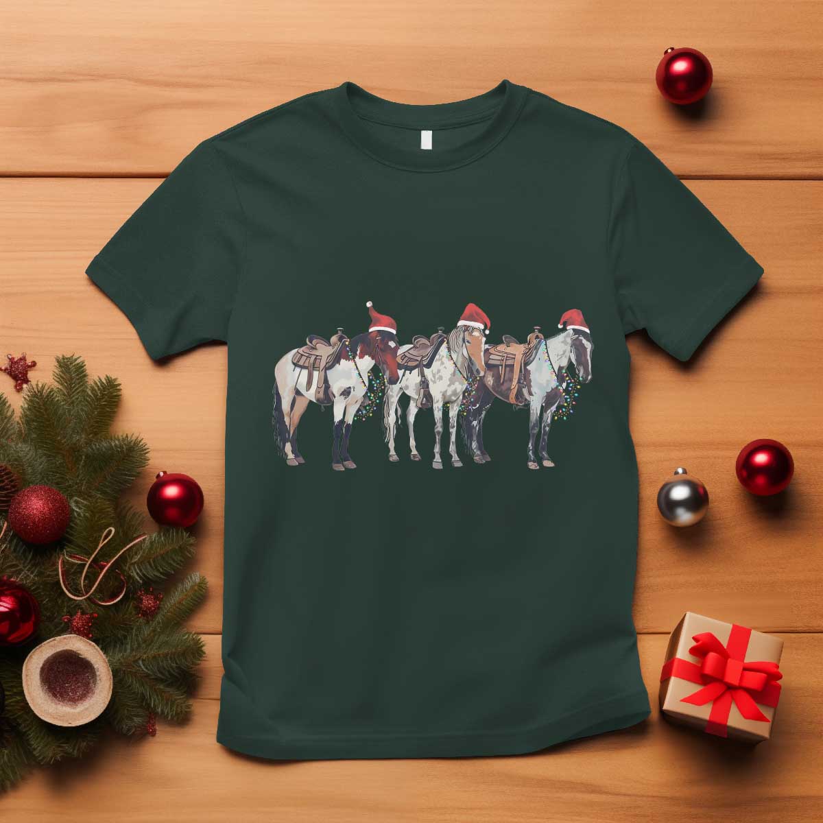 Horse Christmas T Shirt Western Cowboy Cowgirl Howdy Country - Wonder Print Shop