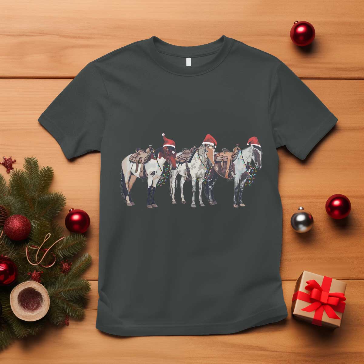 Horse Christmas T Shirt Western Cowboy Cowgirl Howdy Country - Wonder Print Shop