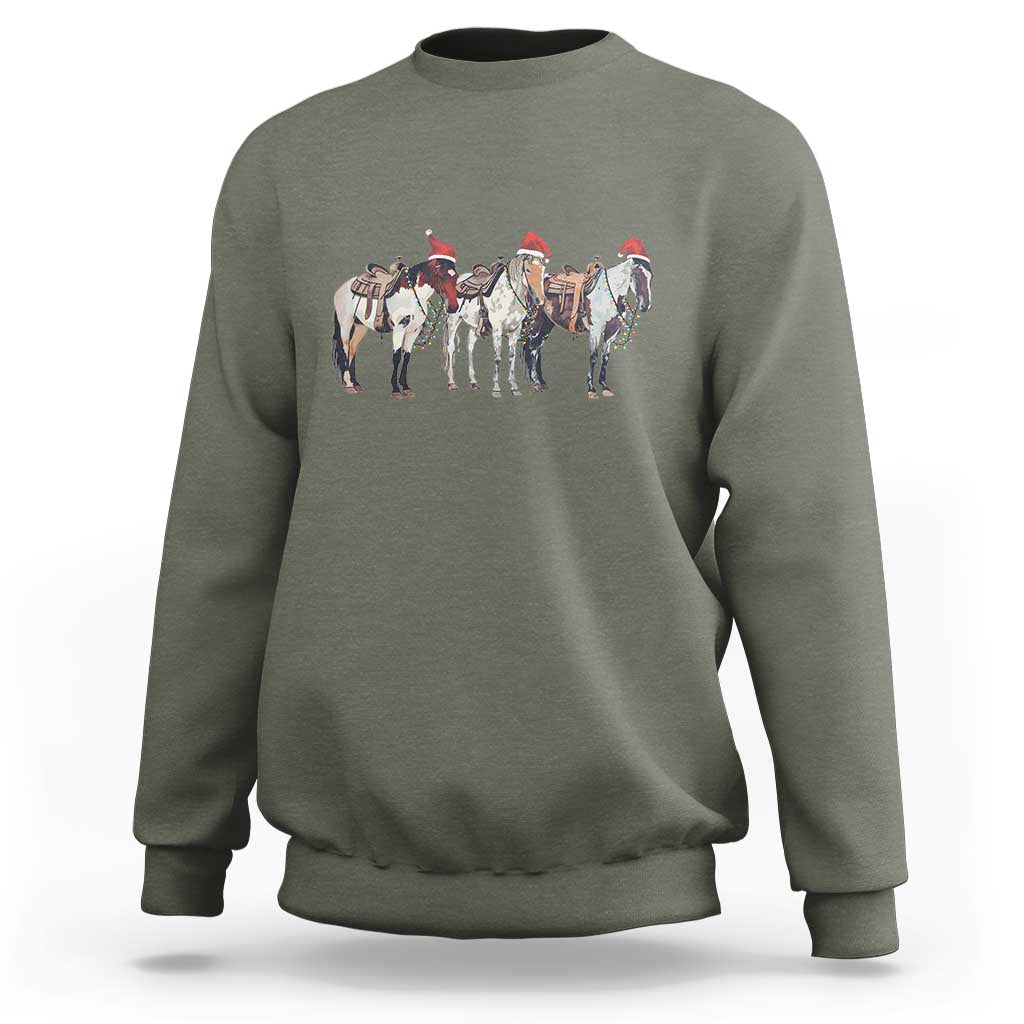 Horse Christmas Sweatshirt Western Cowboy Cowgirl Howdy Country - Wonder Print Shop