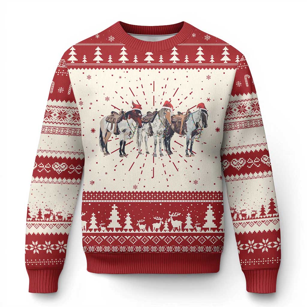 Horse Ugly Christmas Sweater Western Cowboy Cowgirl Howdy Country - Wonder Print Shop