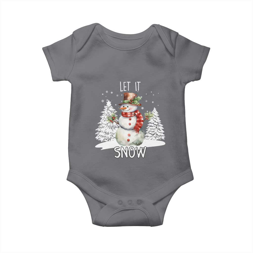 Christmas Let It Snow Baby Onesie Funny Snowman Snowflakes Xmas Tree