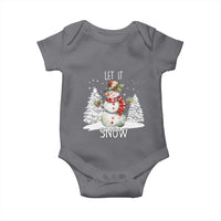 Christmas Let It Snow Baby Onesie Funny Snowman Snowflakes Xmas Tree