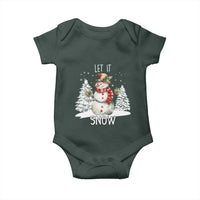 Christmas Let It Snow Baby Onesie Funny Snowman Snowflakes Xmas Tree
