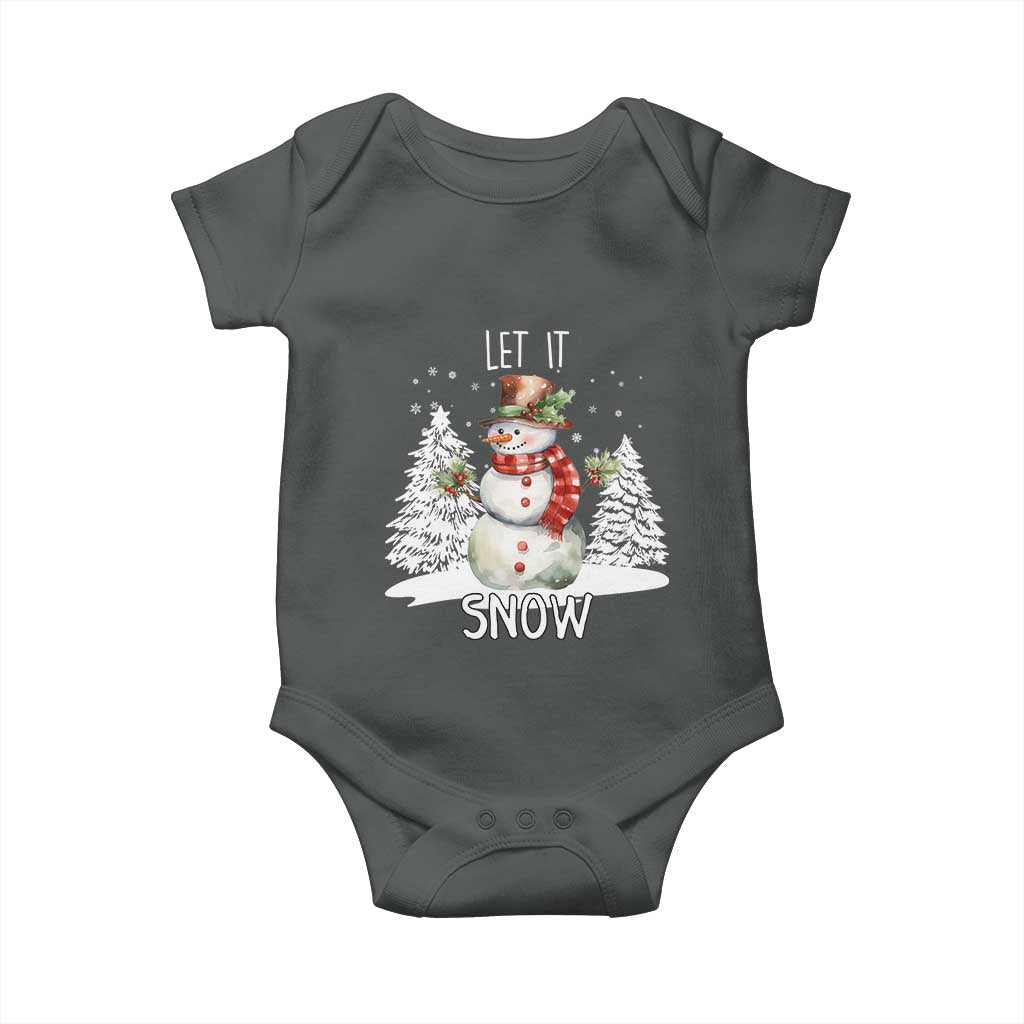 Christmas Let It Snow Baby Onesie Funny Snowman Snowflakes Xmas Tree