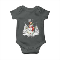 Christmas Let It Snow Baby Onesie Funny Snowman Snowflakes Xmas Tree