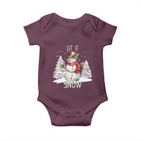 Christmas Let It Snow Baby Onesie Funny Snowman Snowflakes Xmas Tree
