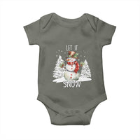 Christmas Let It Snow Baby Onesie Funny Snowman Snowflakes Xmas Tree