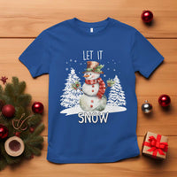 Christmas Let It Snow T Shirt Funny Snowman Snowflakes Xmas Tree - Wonder Print Shop