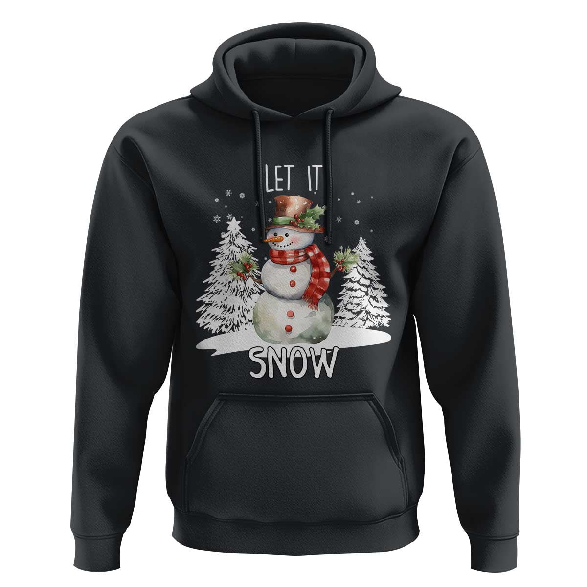 Christmas Let It Snow Hoodie Funny Snowman Snowflakes Xmas Tree