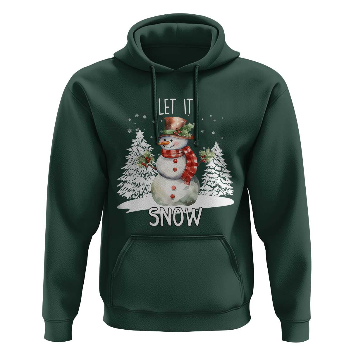Christmas Let It Snow Hoodie Funny Snowman Snowflakes Xmas Tree