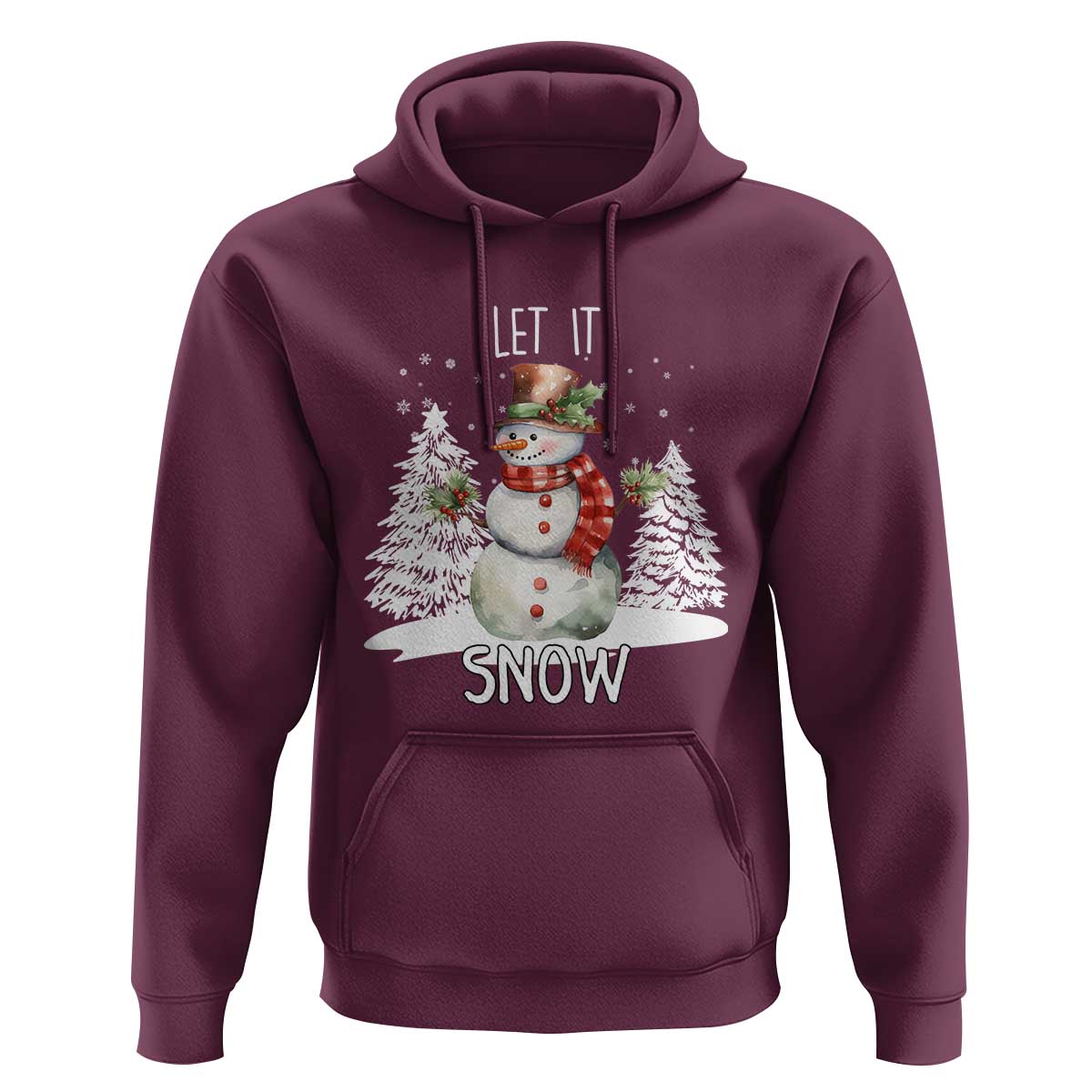 Christmas Let It Snow Hoodie Funny Snowman Snowflakes Xmas Tree