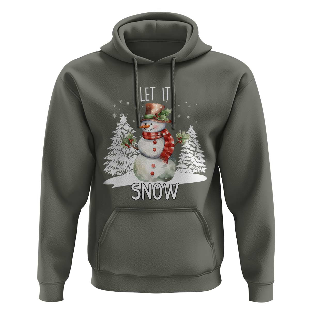 Christmas Let It Snow Hoodie Funny Snowman Snowflakes Xmas Tree