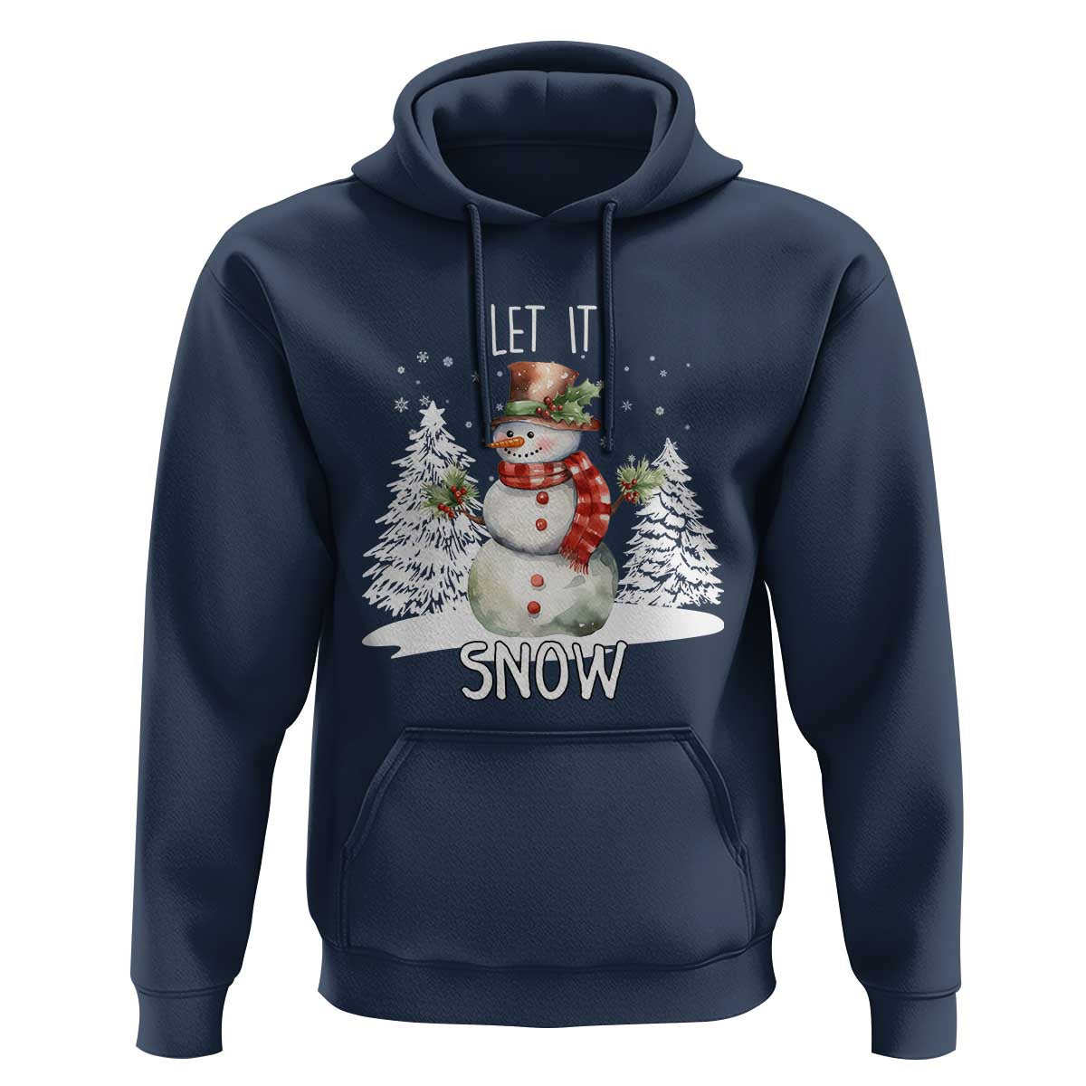 Christmas Let It Snow Hoodie Funny Snowman Snowflakes Xmas Tree