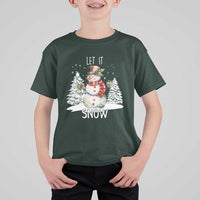 Christmas Let It Snow T Shirt For Kid Funny Snowman Snowflakes Xmas Tree - Wonder Print Shop