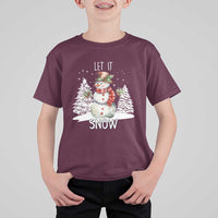 Christmas Let It Snow T Shirt For Kid Funny Snowman Snowflakes Xmas Tree - Wonder Print Shop