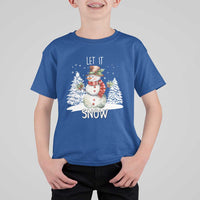 Christmas Let It Snow T Shirt For Kid Funny Snowman Snowflakes Xmas Tree - Wonder Print Shop