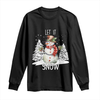 Christmas Let It Snow Long Sleeve Shirt Funny Snowman Snowflakes Xmas Tree
