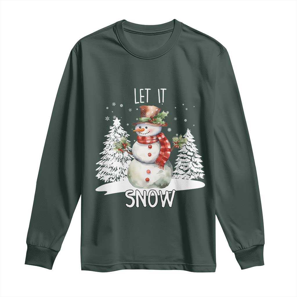 Christmas Let It Snow Long Sleeve Shirt Funny Snowman Snowflakes Xmas Tree