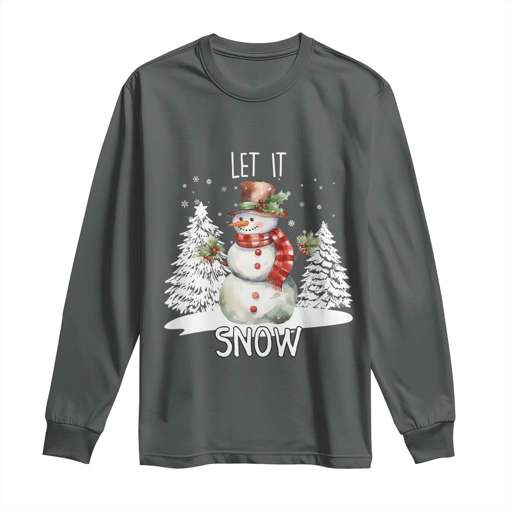 Christmas Let It Snow Long Sleeve Shirt Funny Snowman Snowflakes Xmas Tree