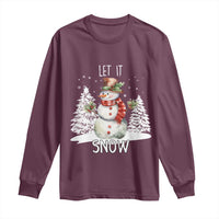 Christmas Let It Snow Long Sleeve Shirt Funny Snowman Snowflakes Xmas Tree