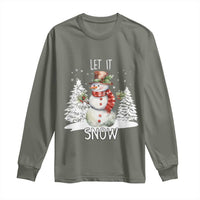 Christmas Let It Snow Long Sleeve Shirt Funny Snowman Snowflakes Xmas Tree
