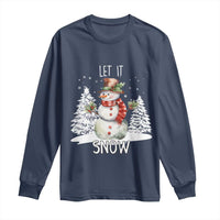 Christmas Let It Snow Long Sleeve Shirt Funny Snowman Snowflakes Xmas Tree