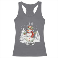Christmas Let It Snow Racerback Tank Top Funny Snowman Snowflakes Xmas Tree