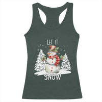 Christmas Let It Snow Racerback Tank Top Funny Snowman Snowflakes Xmas Tree