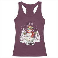 Christmas Let It Snow Racerback Tank Top Funny Snowman Snowflakes Xmas Tree
