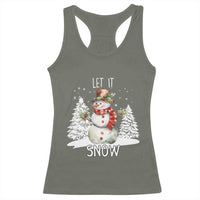 Christmas Let It Snow Racerback Tank Top Funny Snowman Snowflakes Xmas Tree